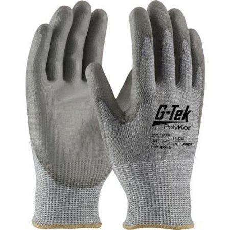 Pip G-Tek PolyKor Industry Grade Seamless Knit Blended Glove Polyurethane Coated Flat Grip, Medium, 12pk 16-564/M